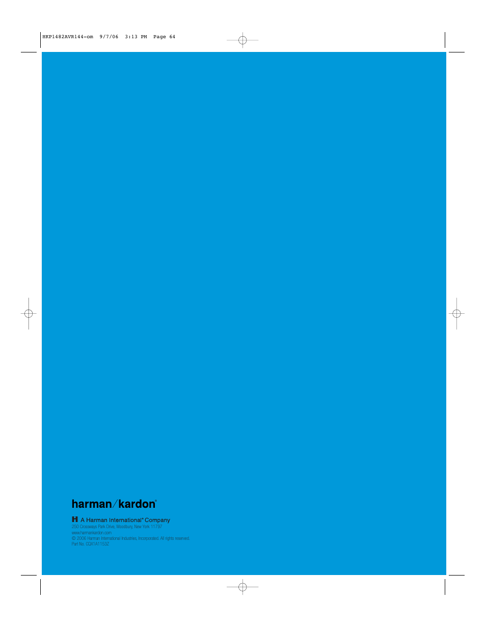 Harman-Kardon AVR 144 User Manual | Page 64 / 64