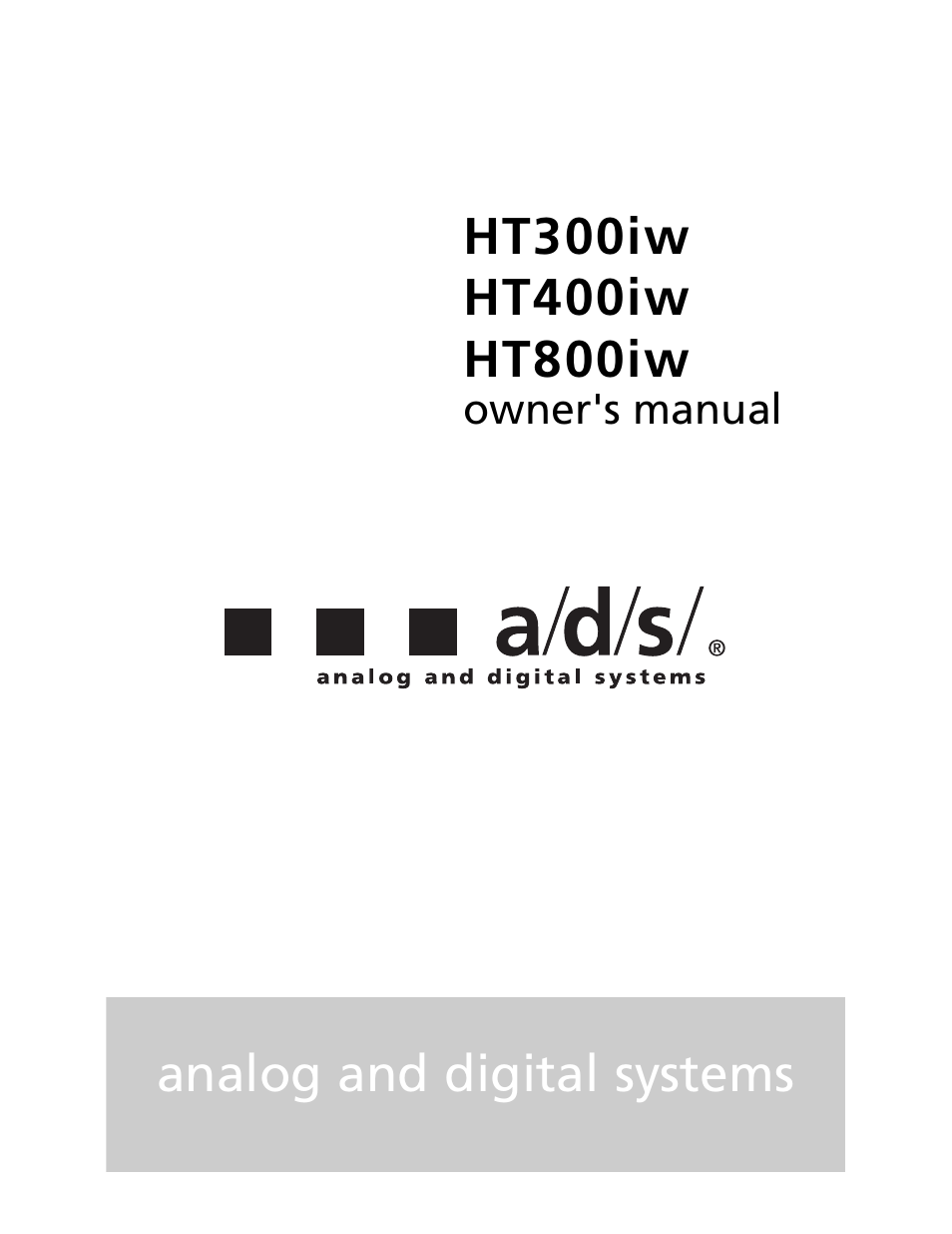 a/d/s/ HT300iw User Manual | 10 pages