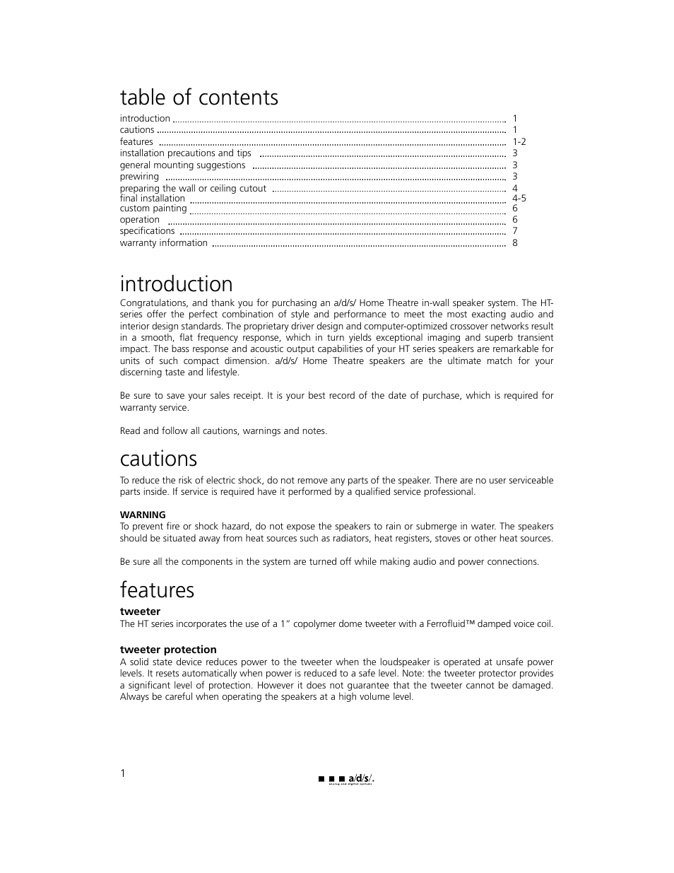a/d/s/ HT300iw User Manual | Page 2 / 10