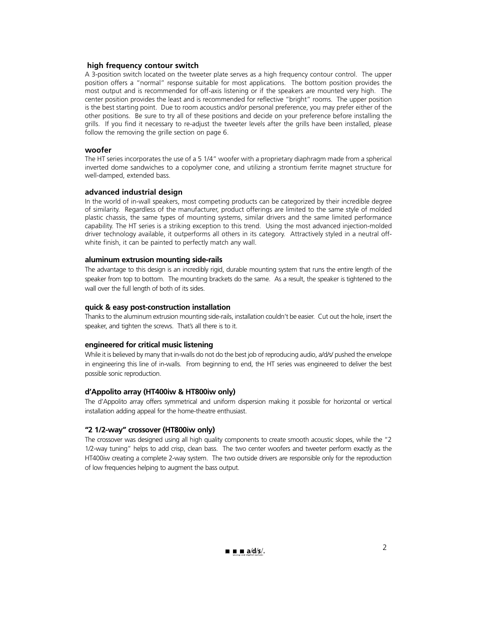 a/d/s/ HT300iw User Manual | Page 3 / 10