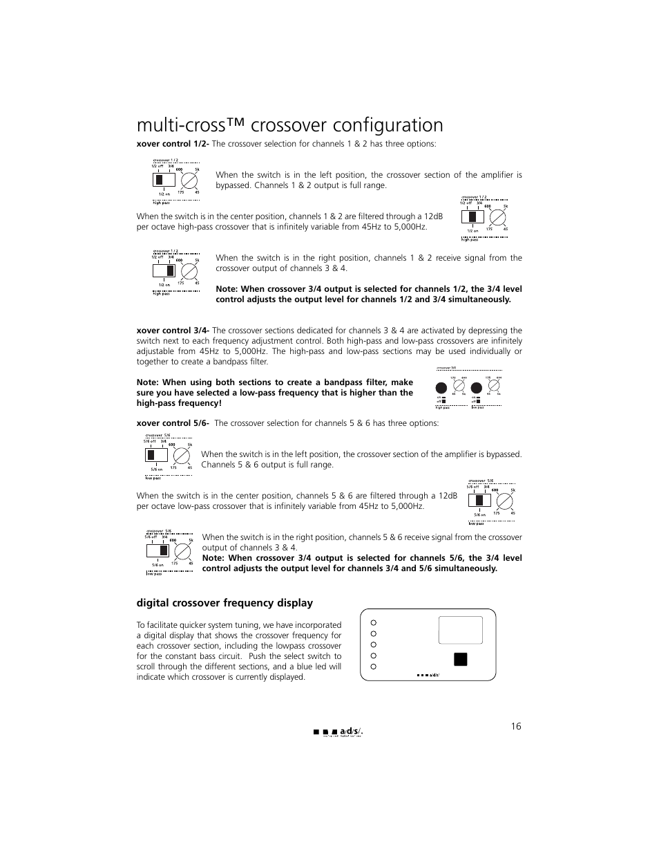 Multi-cross™ crossover configuration, Digital crossover frequency display | a/d/s/ PH30.2 User Manual | Page 17 / 24