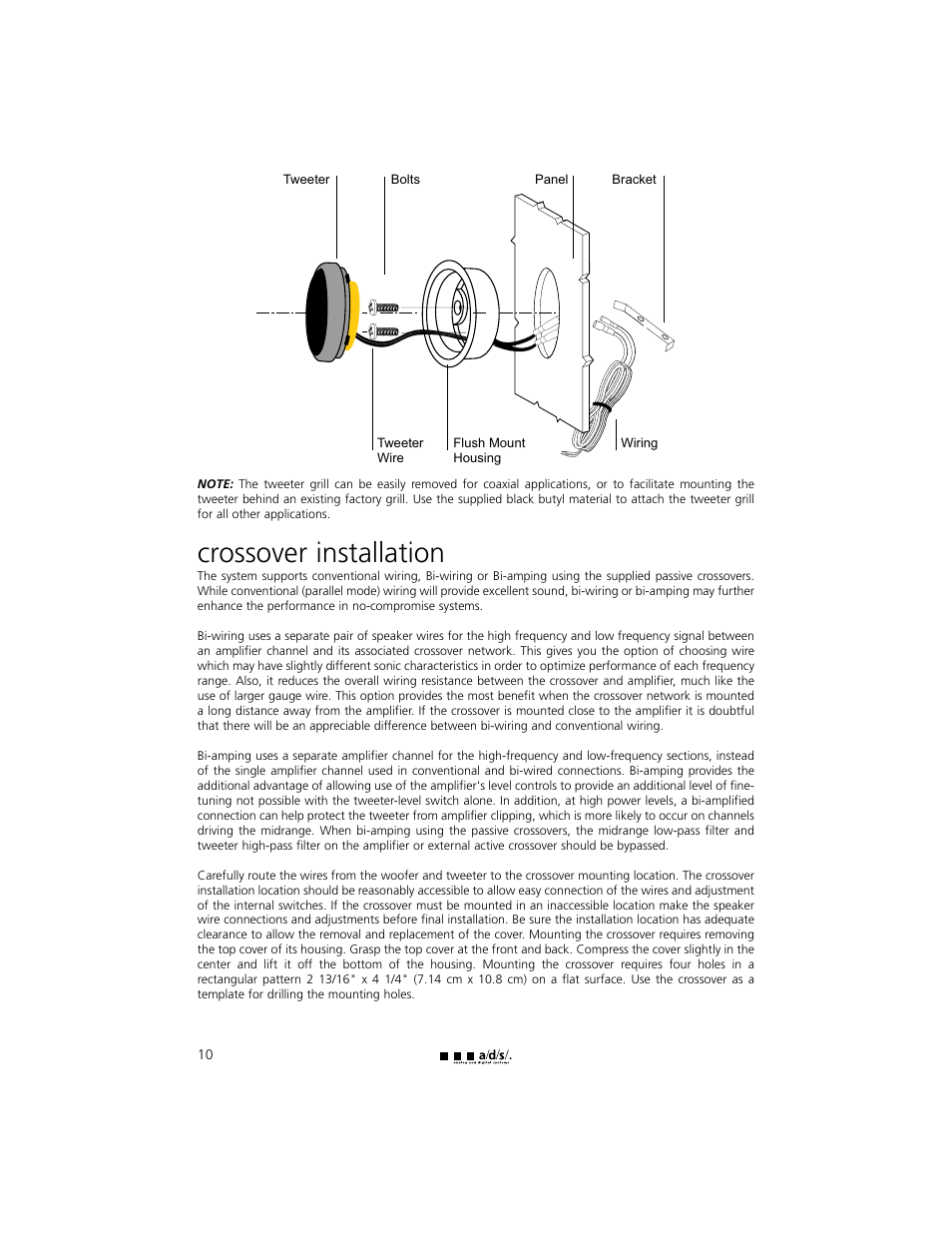 Crossover installation | a/d/s/ 245ix User Manual | Page 11 / 18