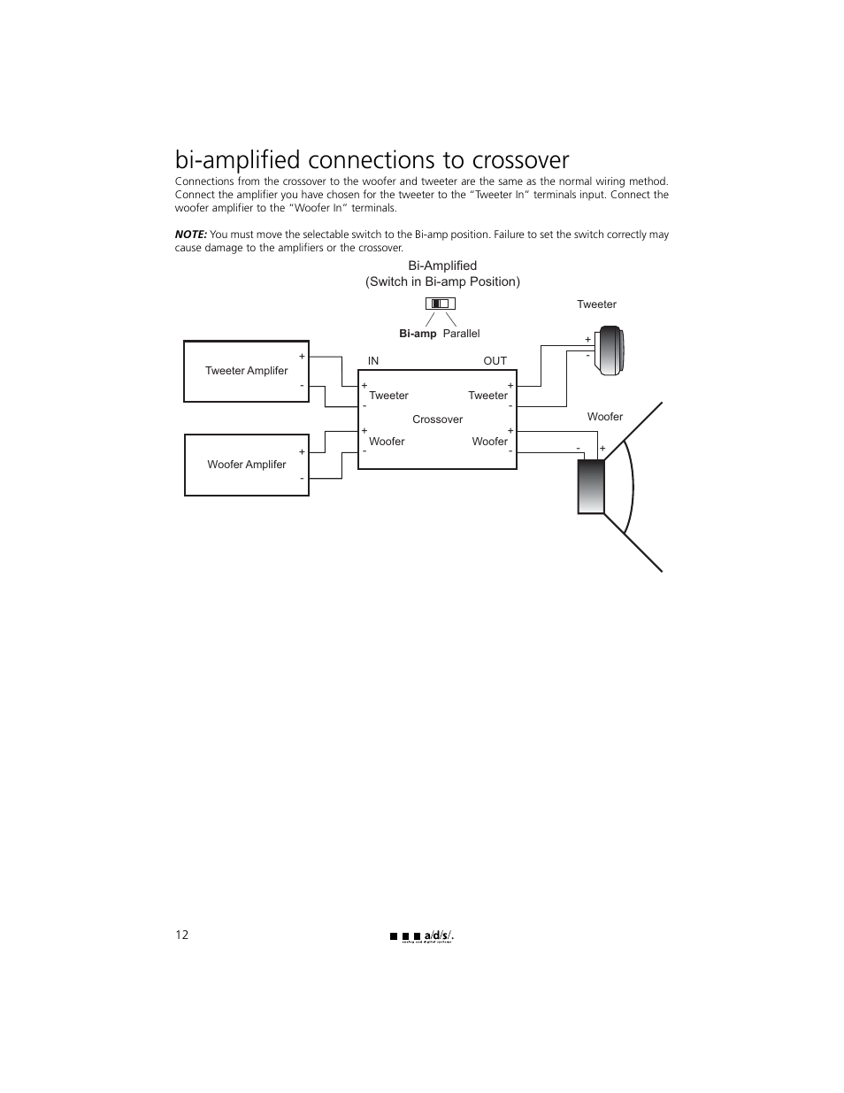 Bi-amplified connections to crossover | a/d/s/ 245ix User Manual | Page 13 / 18