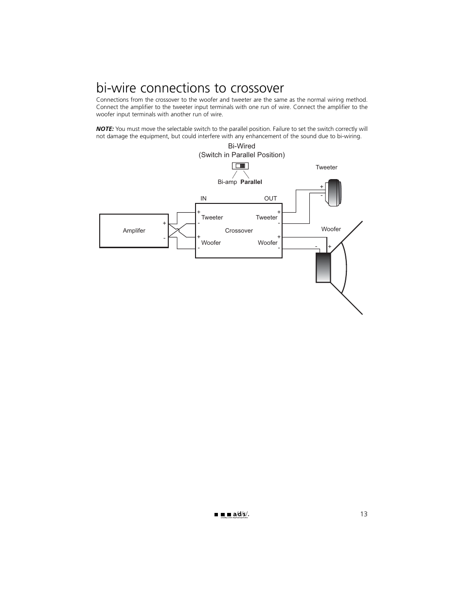 Bi-wire connections to crossover | a/d/s/ 245ix User Manual | Page 14 / 18