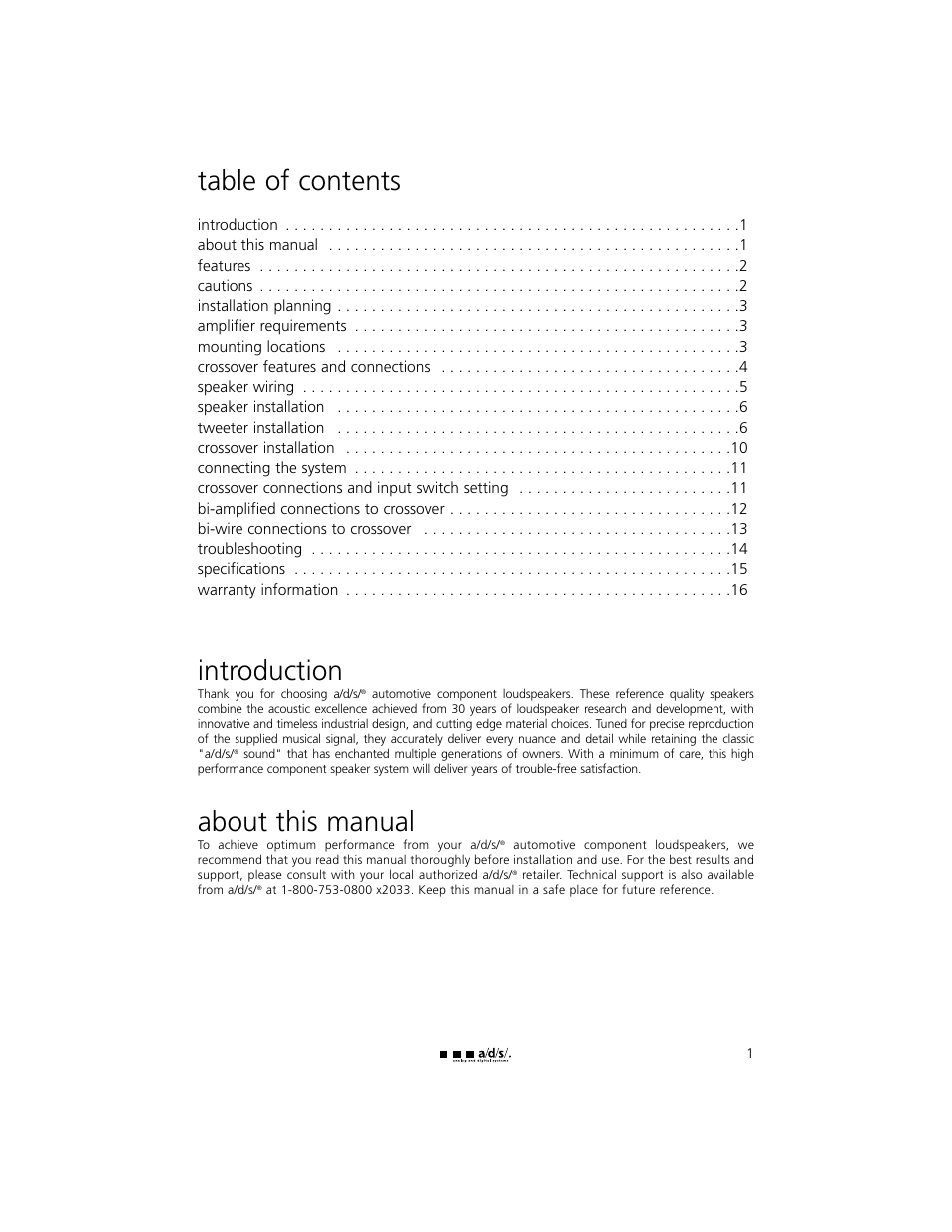 a/d/s/ 245ix User Manual | Page 2 / 18