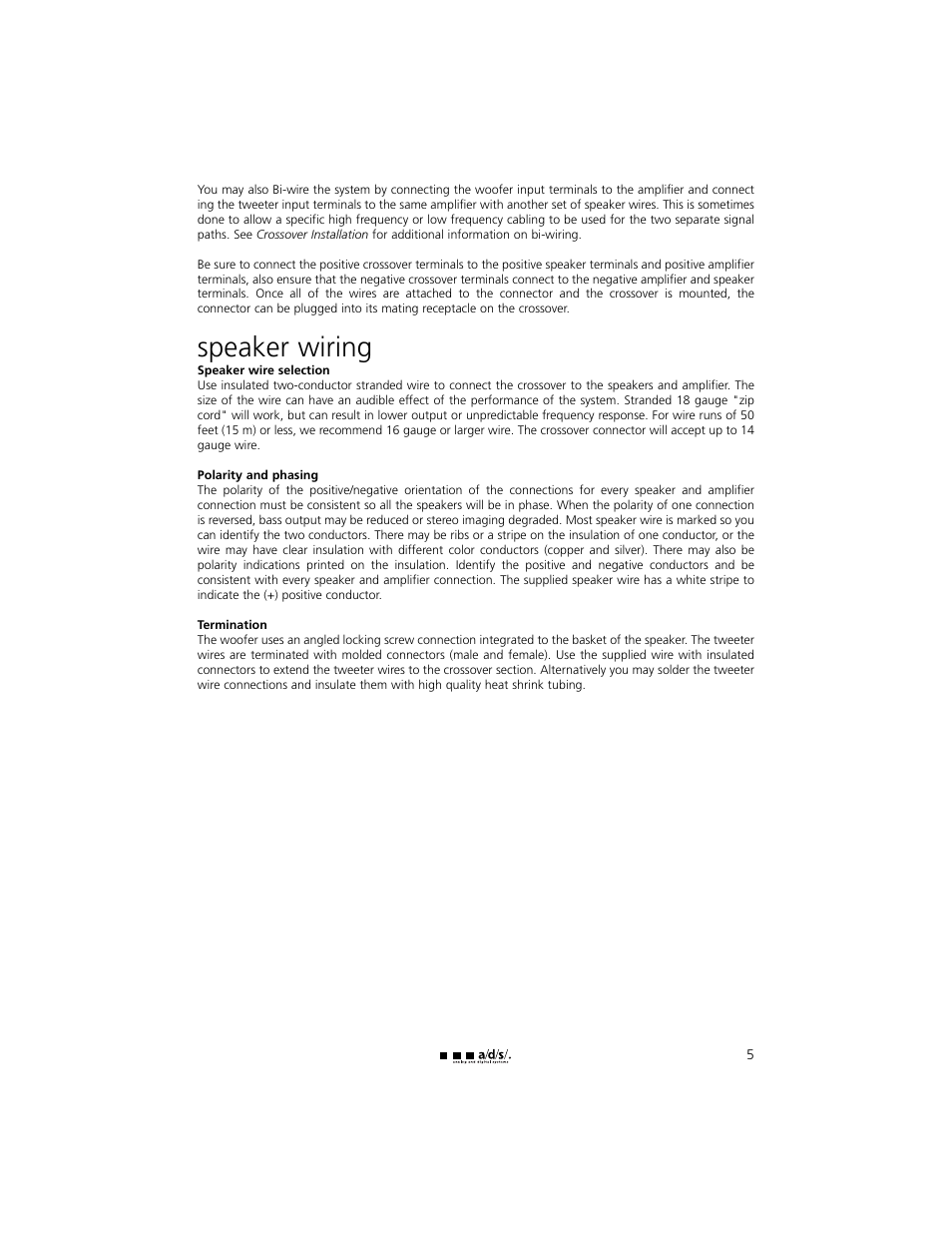 Speaker wiring | a/d/s/ 245ix User Manual | Page 6 / 18