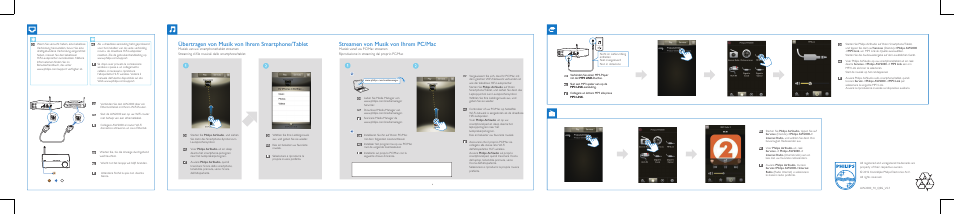 Übertragen von musik von ihrem smartphone/tablet, Streamen von musik von ihrem pc/mac | Philips Fidelio Wireless HiFi-Receiver A2 User Manual | Page 2 / 2