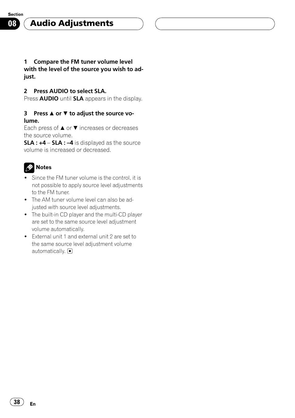 Audio adjustments | Pioneer DEH-P5500MP User Manual | Page 38 / 65