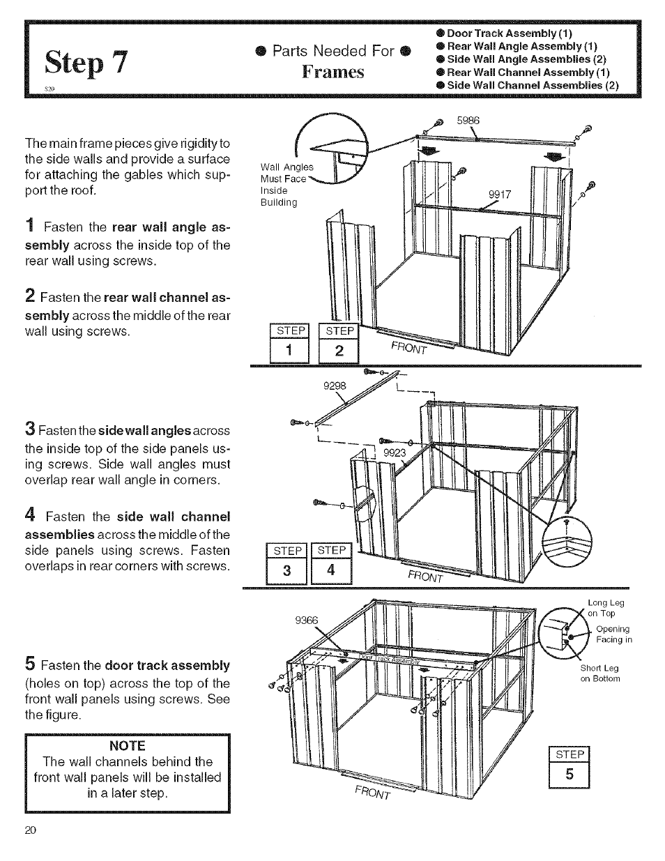 Step, Note, Frames | Arrow Storage Products KM1010 User Manual | Page 20 / 32