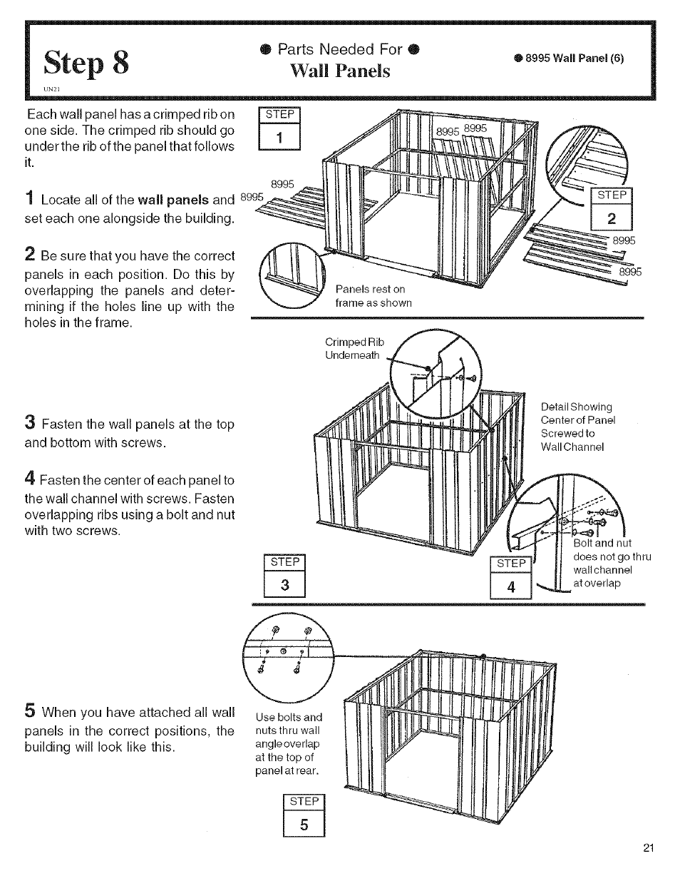 Wall panels | Arrow Storage Products KM1010 User Manual | Page 21 / 32