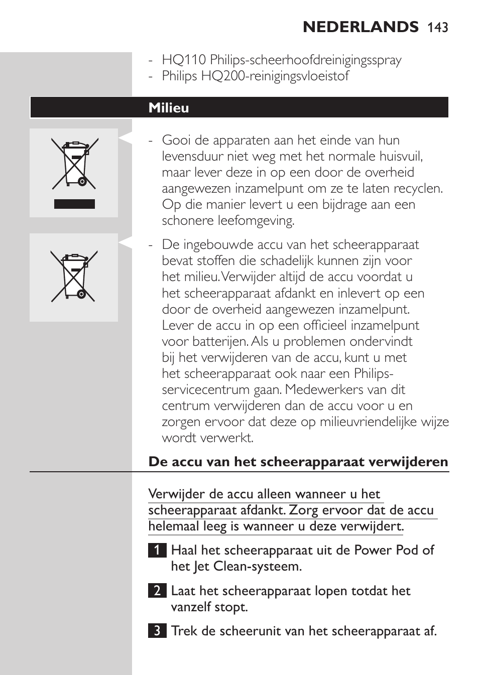 Onderdelen bestellen, Vervangen | Philips Elektrorasierer User Manual | Page 141 / 192