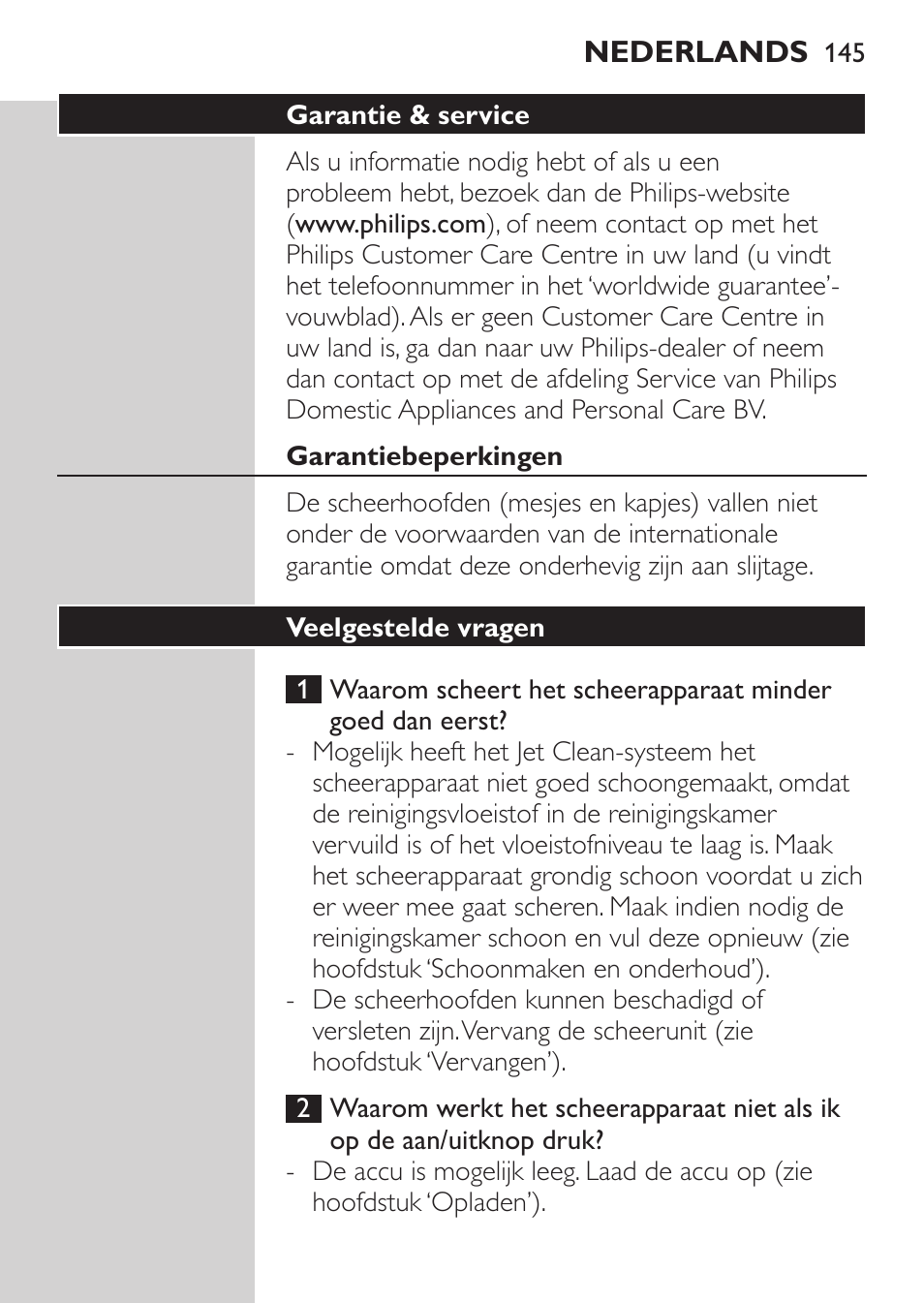 Philips Elektrorasierer User Manual | Page 143 / 192