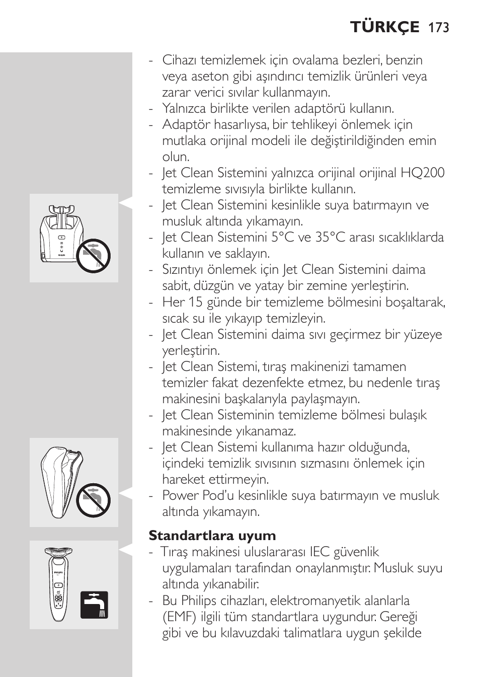 Tehlike, Uyarı, Dikkat | Türkçe, Giriş, Önemli | Philips Elektrorasierer User Manual | Page 171 / 192