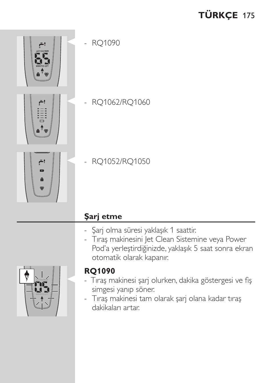 Genel, Genel bakış (şek. 5), Ekran | Philips Elektrorasierer User Manual | Page 173 / 192