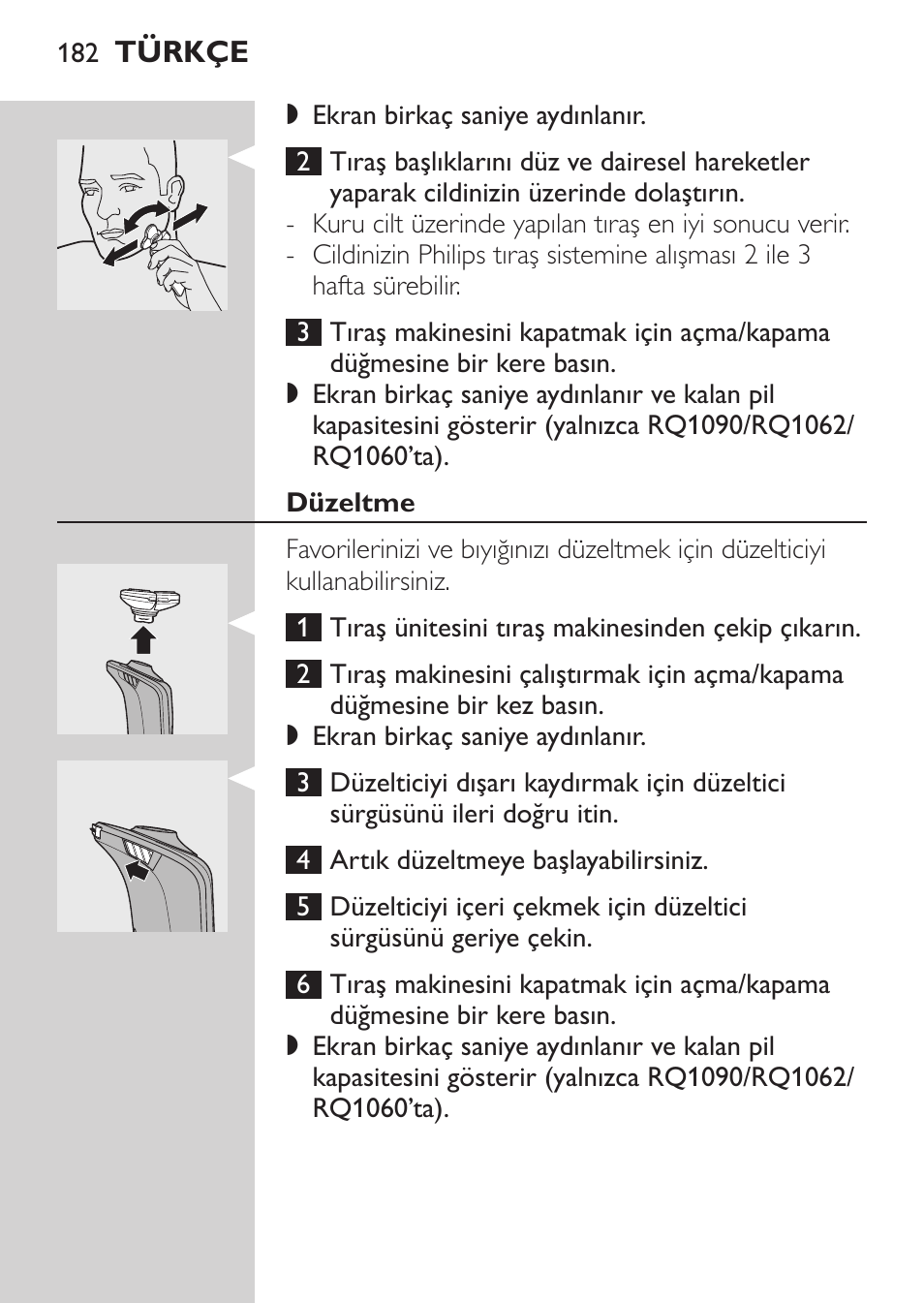 Jet clean sistemiyle şarj etme, Tıraş makinesinin kullanılması, Tıraş olma | Philips Elektrorasierer User Manual | Page 180 / 192