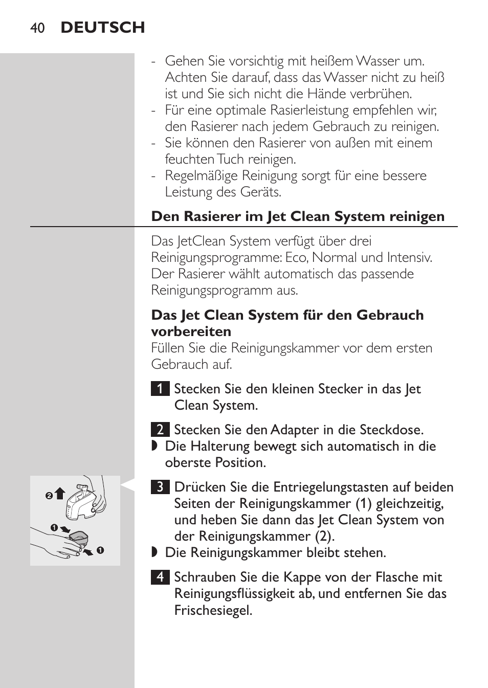 Reinigung und wartung | Philips Elektrorasierer User Manual | Page 38 / 192