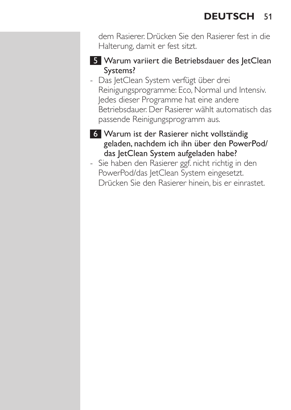 Garantieeinschränkungen, Häufig gestellte fragen | Philips Elektrorasierer User Manual | Page 49 / 192