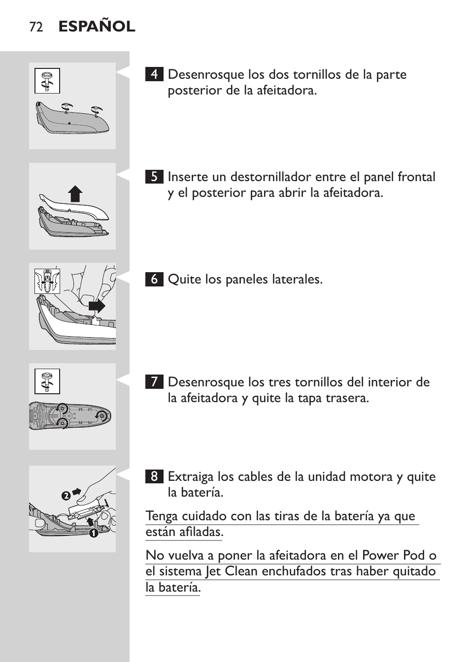 Solicitud de repuestos, Sustitución | Philips Elektrorasierer User Manual | Page 70 / 192