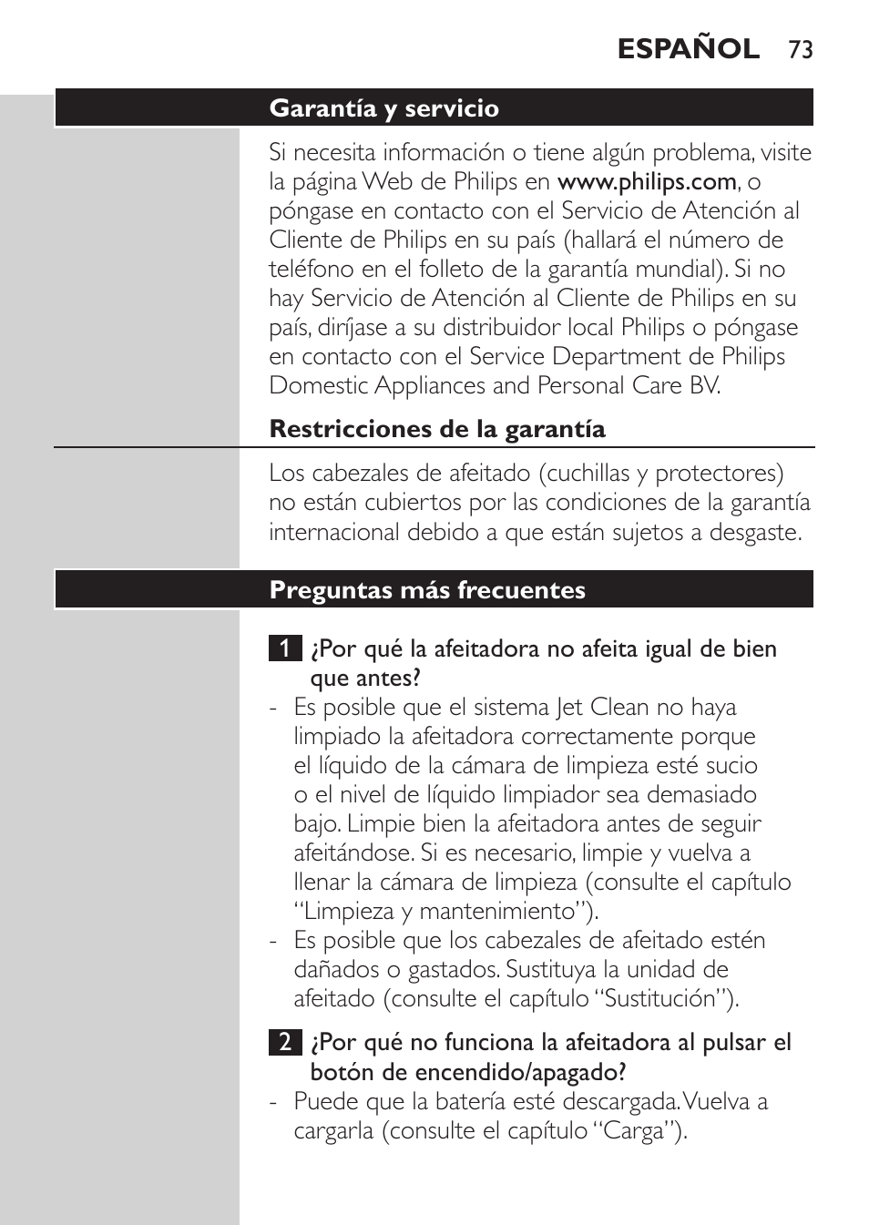 Medio ambiente, Cómo deshacerse de la batería | Philips Elektrorasierer User Manual | Page 71 / 192