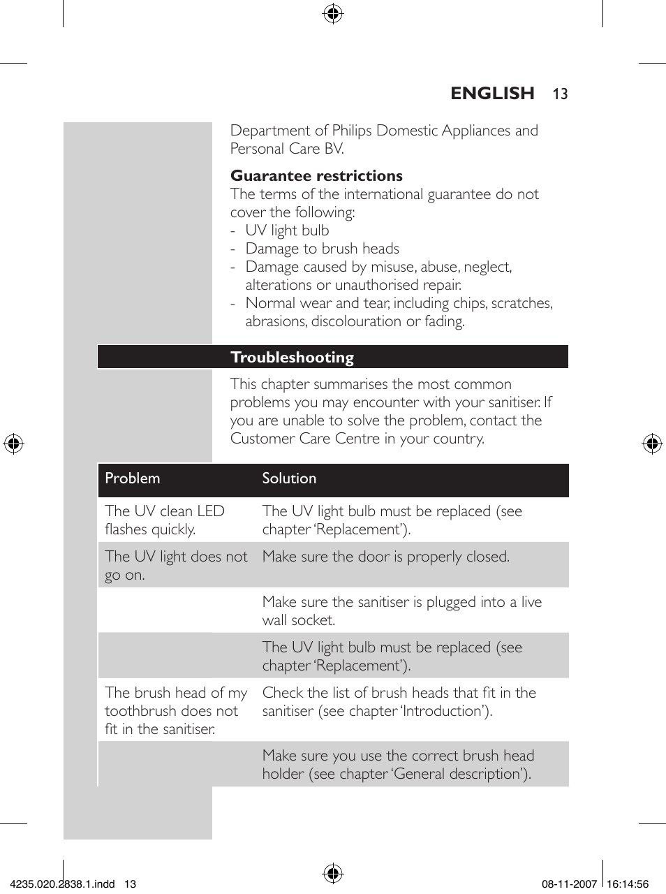 Philips Sonicare UV-Reinigungsstation für Bürstenköpfe User Manual | Page 13 / 60