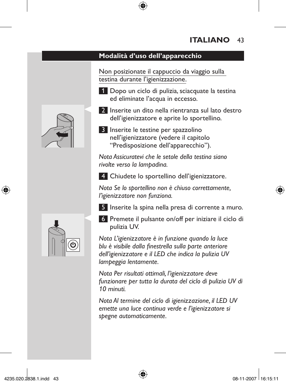 Philips Sonicare UV-Reinigungsstation für Bürstenköpfe User Manual | Page 43 / 60