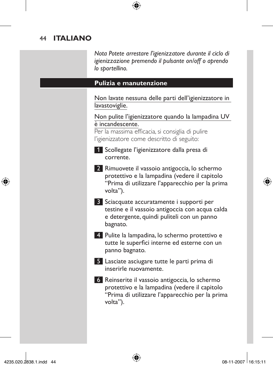 Philips Sonicare UV-Reinigungsstation für Bürstenköpfe User Manual | Page 44 / 60