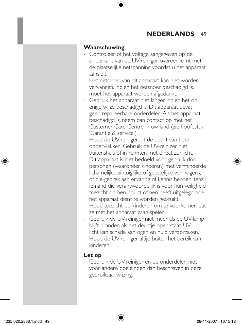 Philips Sonicare UV-Reinigungsstation für Bürstenköpfe User Manual | Page 49 / 60