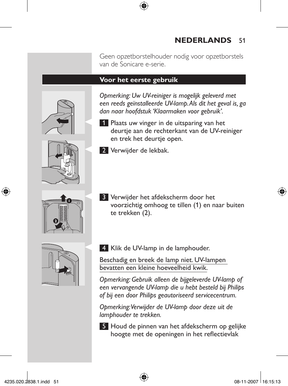 Philips Sonicare UV-Reinigungsstation für Bürstenköpfe User Manual | Page 51 / 60