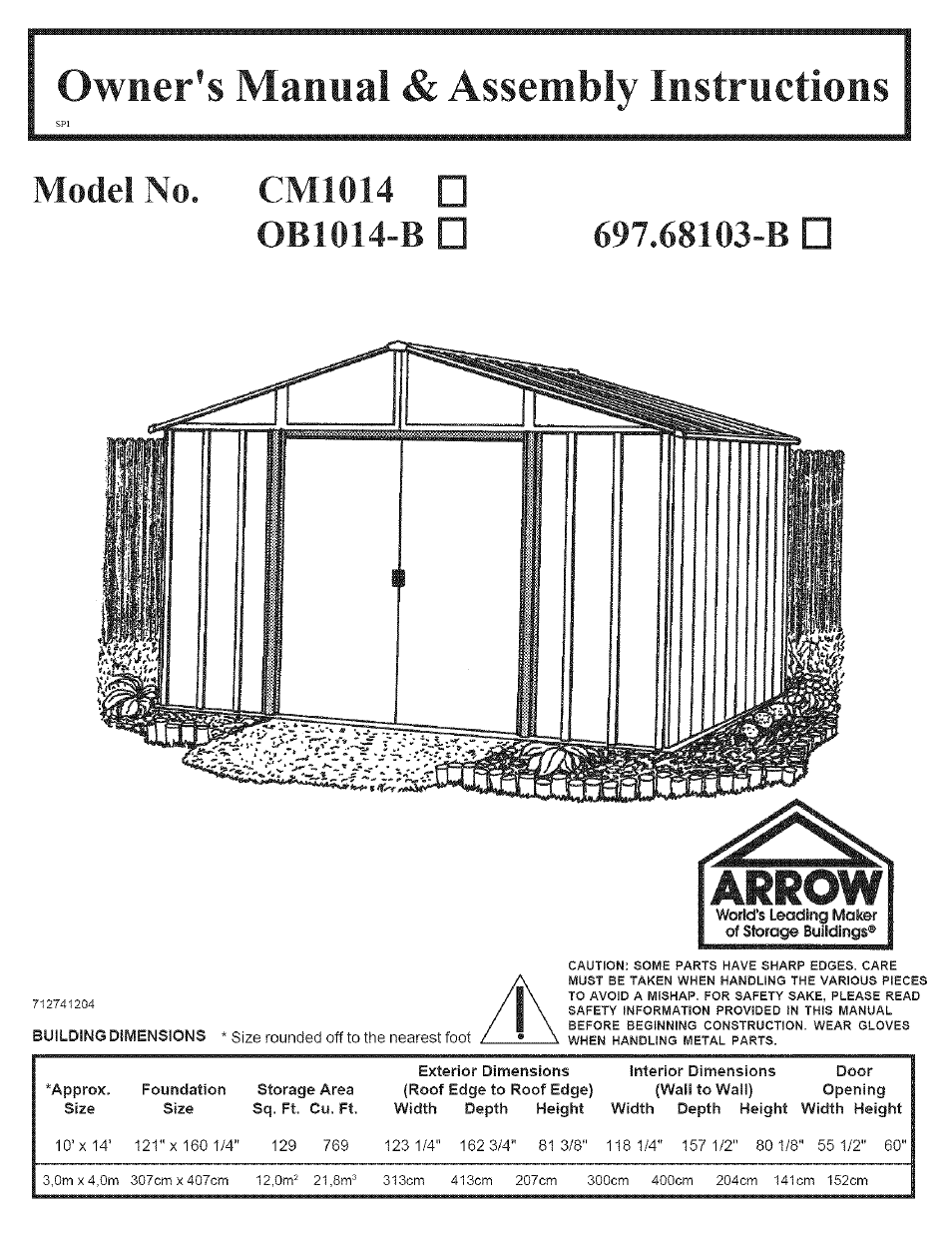 Arrow Storage Products CM1014 User Manual | 34 pages