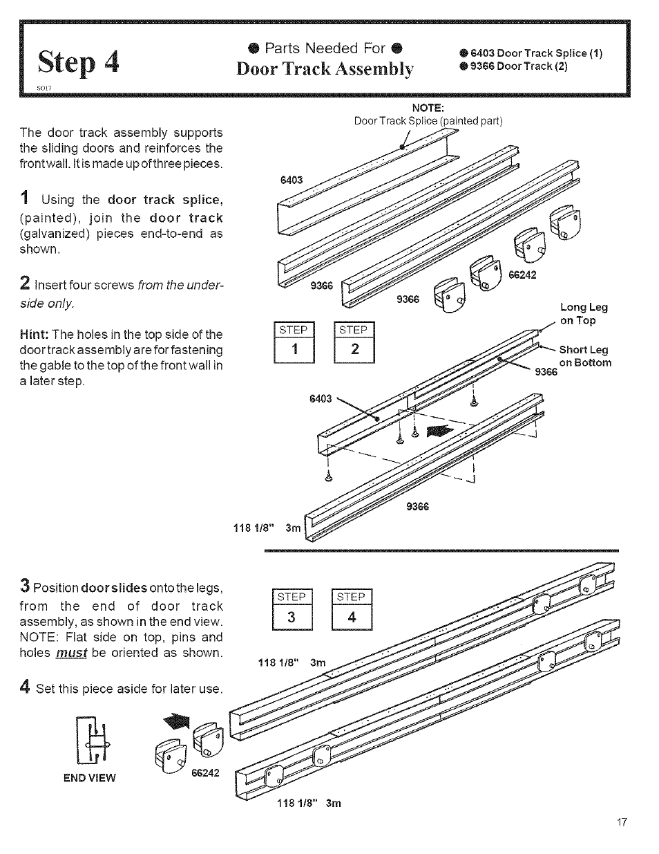 Step 4, Door track assembly | Arrow Storage Products CM1014 User Manual | Page 17 / 34