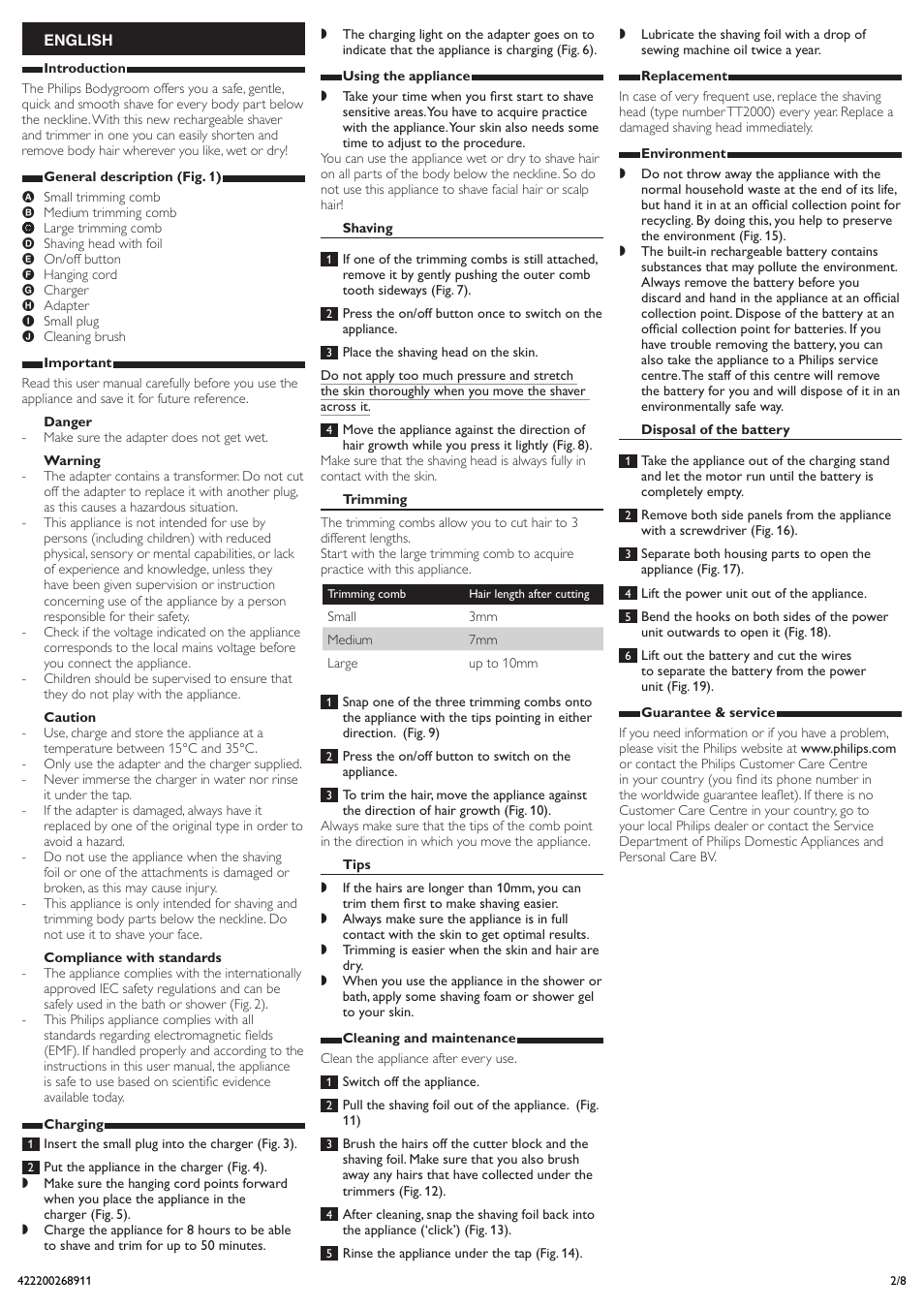 English | Philips Ersatzscherfolie User Manual | Page 2 / 8