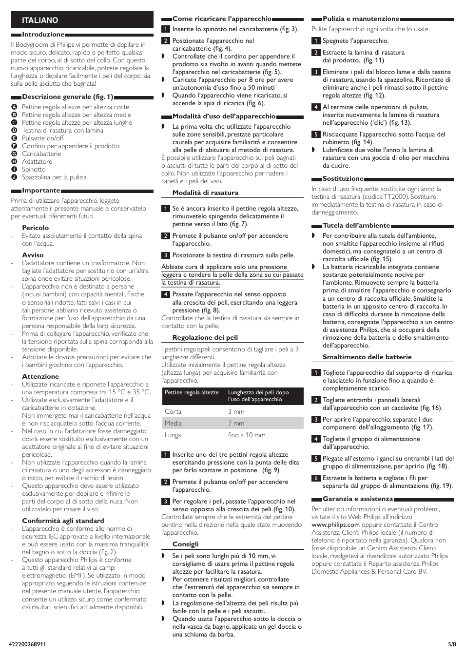 Italiano | Philips Ersatzscherfolie User Manual | Page 5 / 8