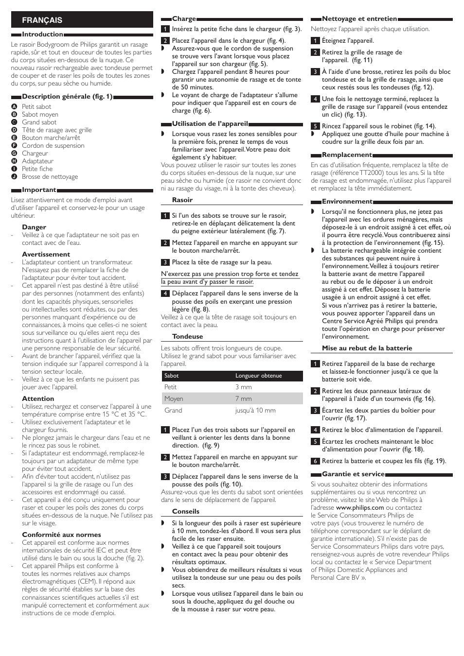 Français | Philips Ersatzscherfolie User Manual | Page 8 / 8