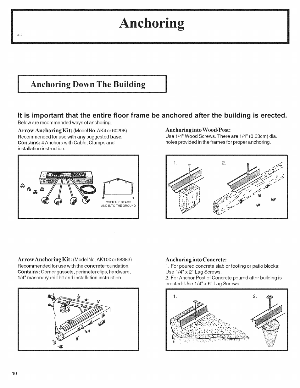 Anchoring down the building | Arrow Storage Products 697.68222 User Manual | Page 10 / 34
