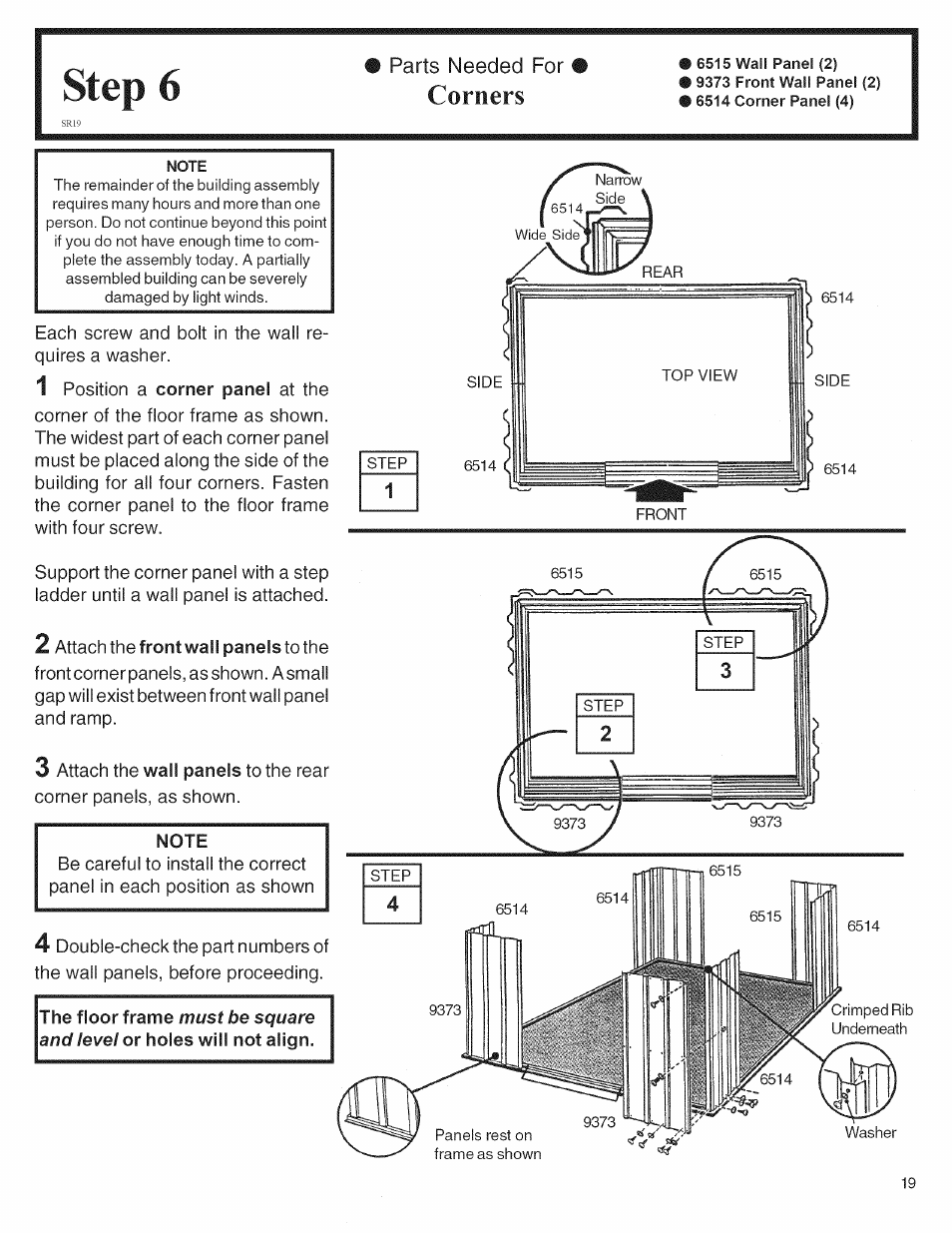 Step 6, Corners | Arrow Storage Products 697.68222 User Manual | Page 19 / 34