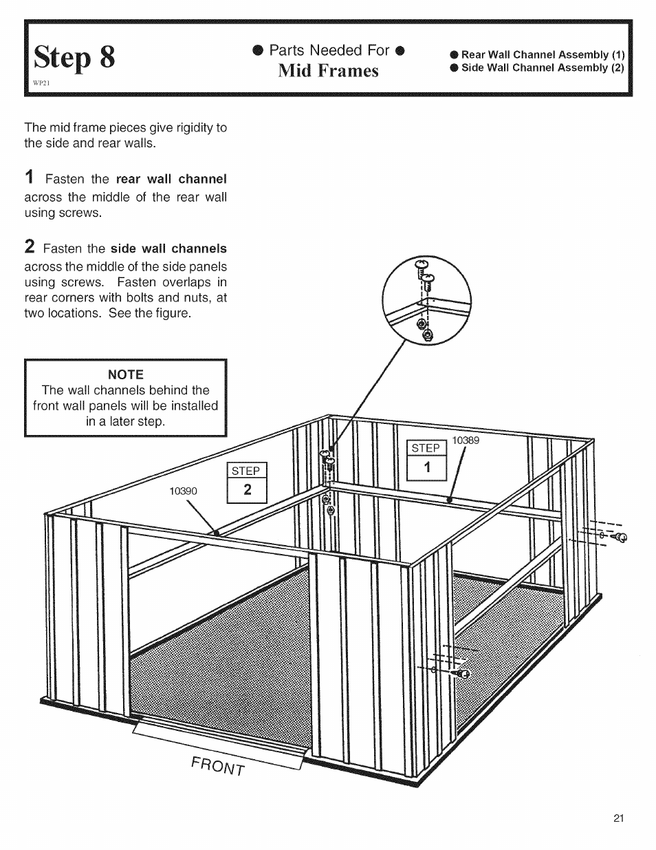 Step 8, Mid frames | Arrow Storage Products 697.68222 User Manual | Page 21 / 34