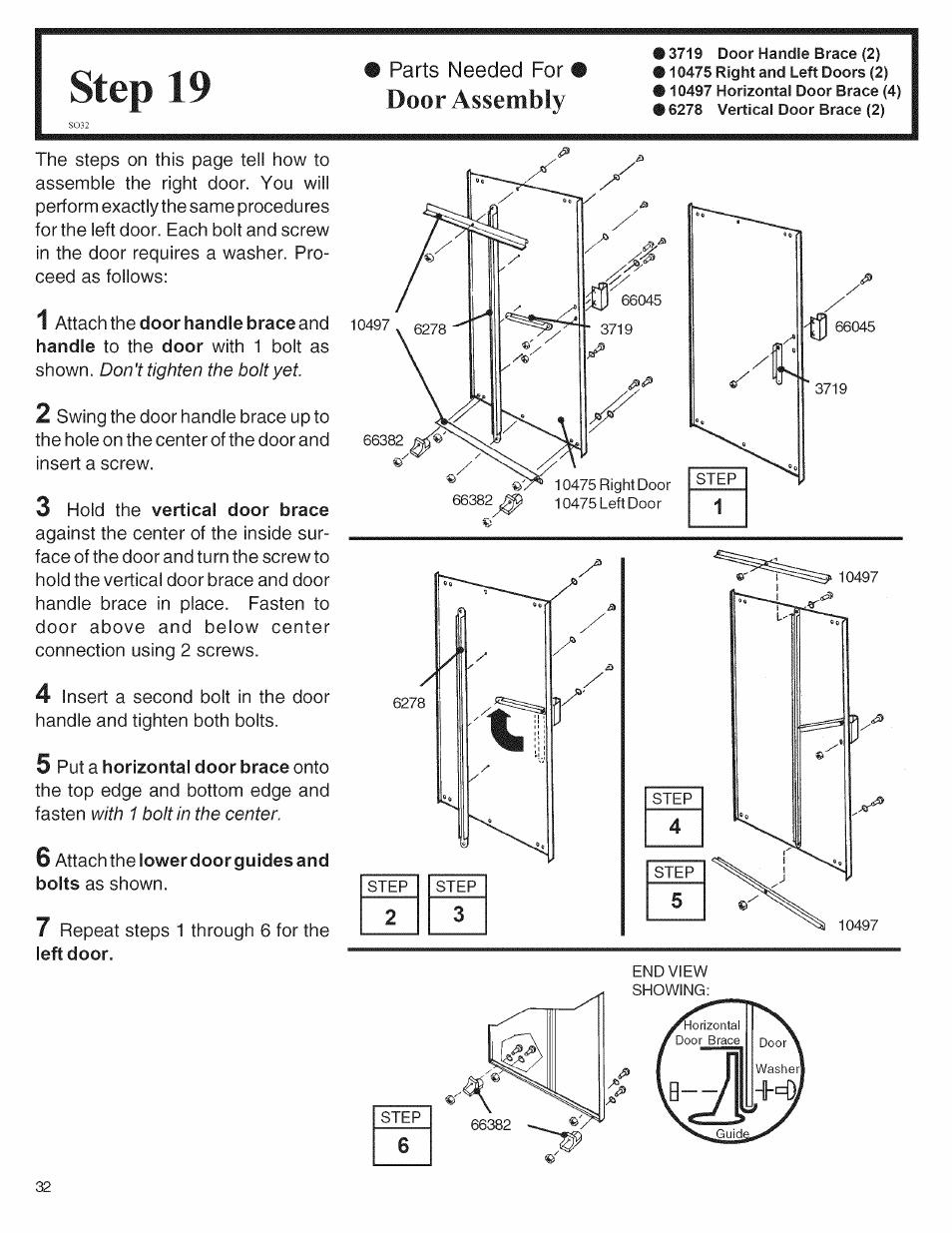 Step 19, Door assembly | Arrow Storage Products 697.68222 User Manual | Page 32 / 34