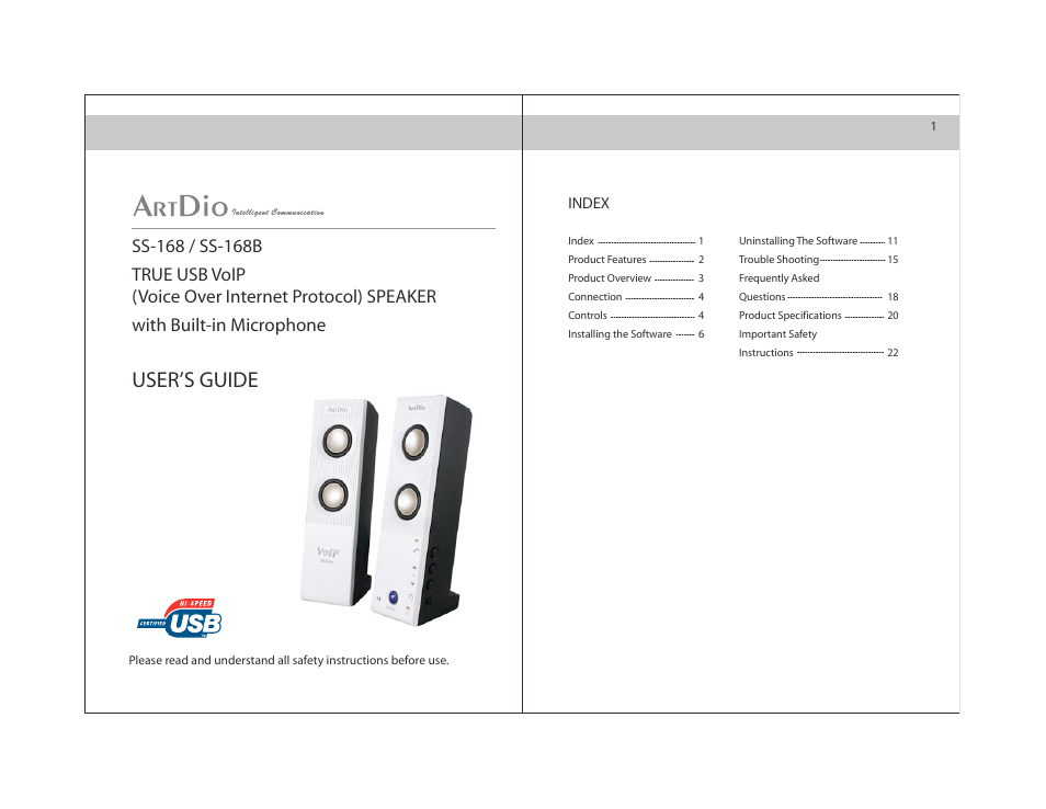 ArtDio SS-168B User Manual | 12 pages