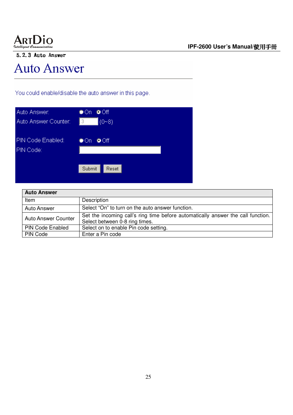 ArtDio IPF-2600 User Manual | Page 25 / 90
