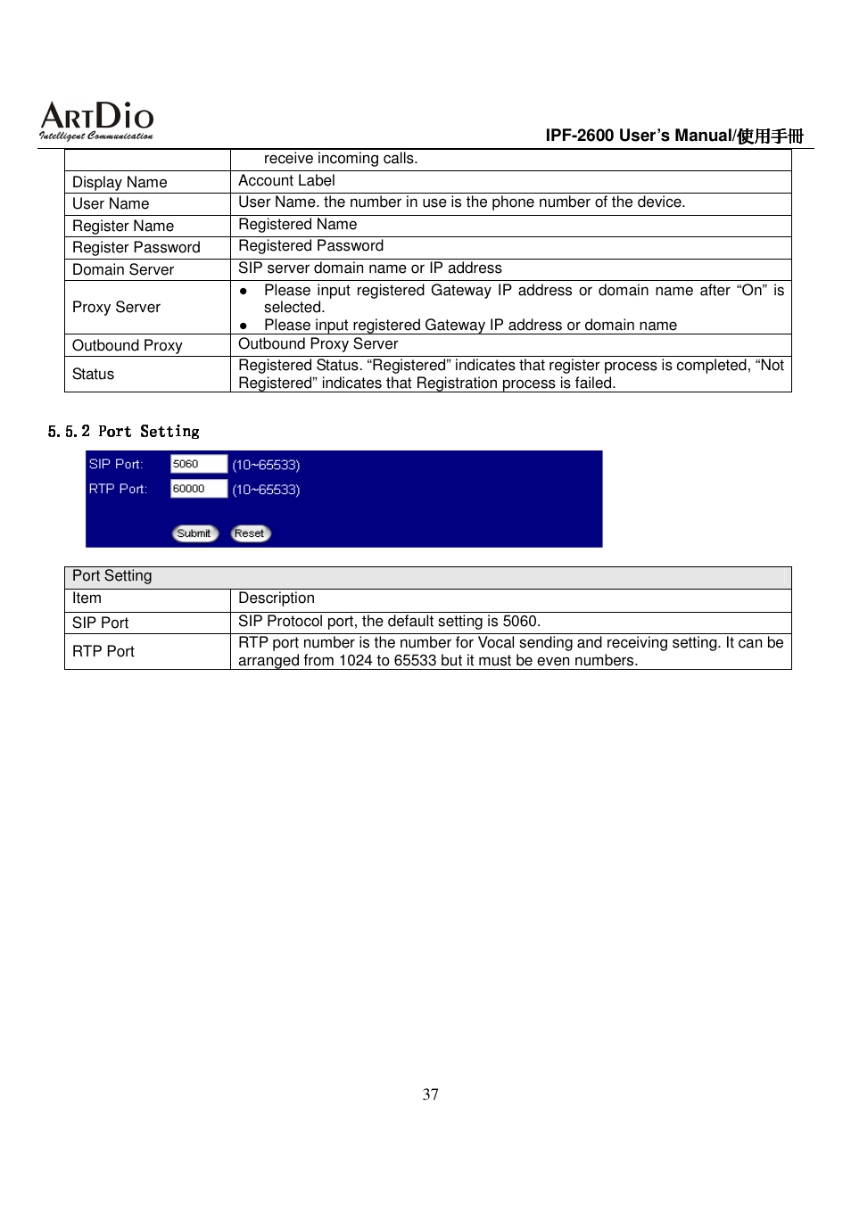 ArtDio IPF-2600 User Manual | Page 37 / 90