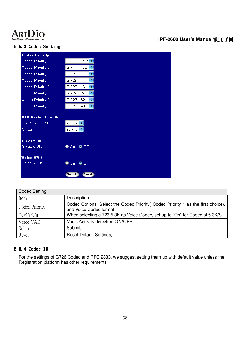 ArtDio IPF-2600 User Manual | Page 38 / 90