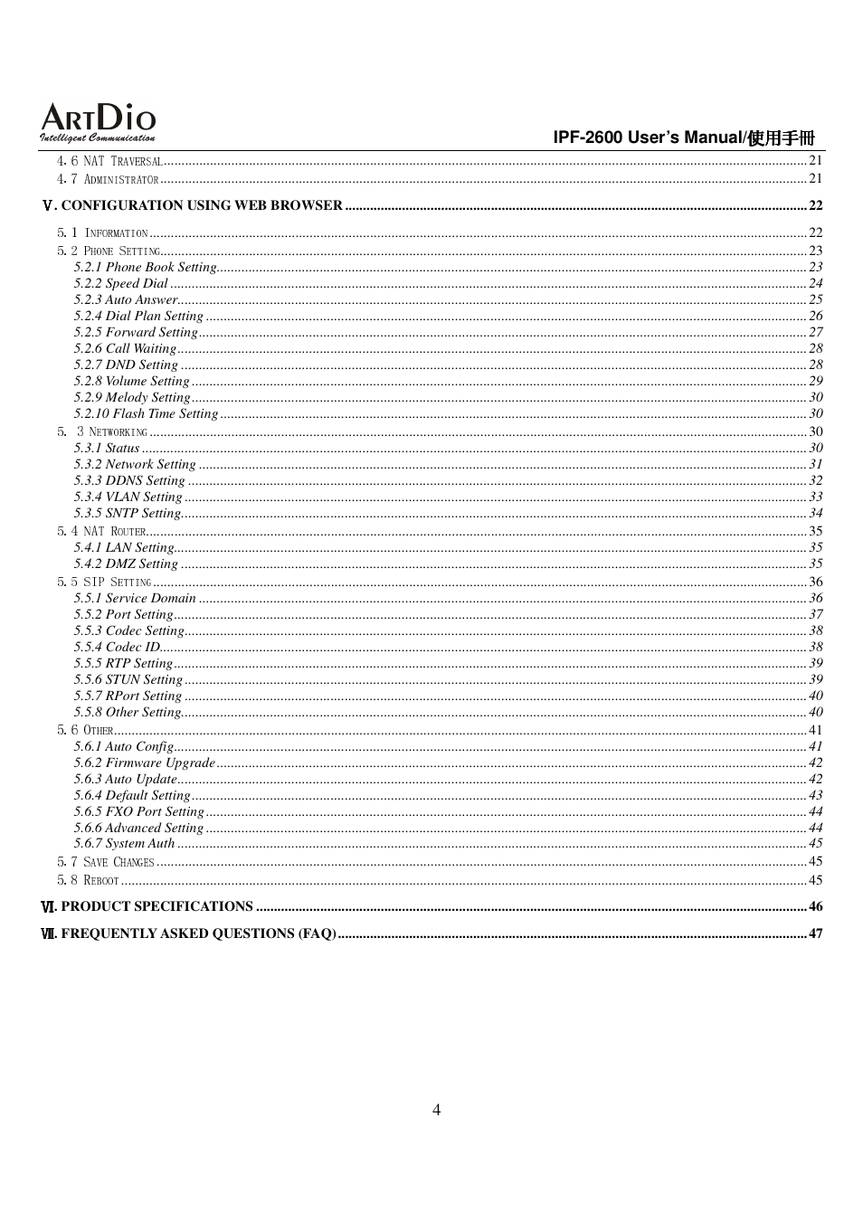 ArtDio IPF-2600 User Manual | Page 4 / 90