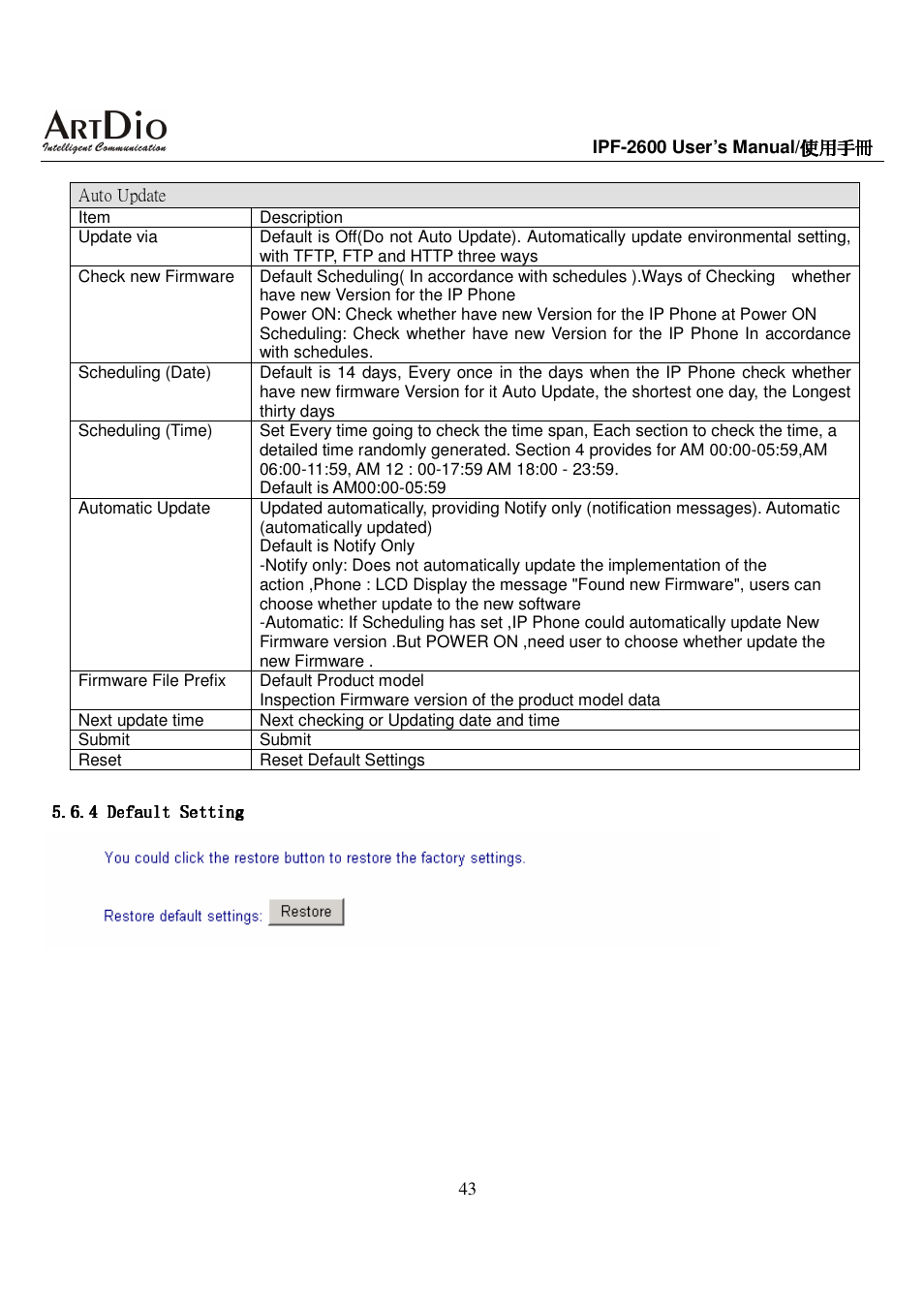 ArtDio IPF-2600 User Manual | Page 43 / 90