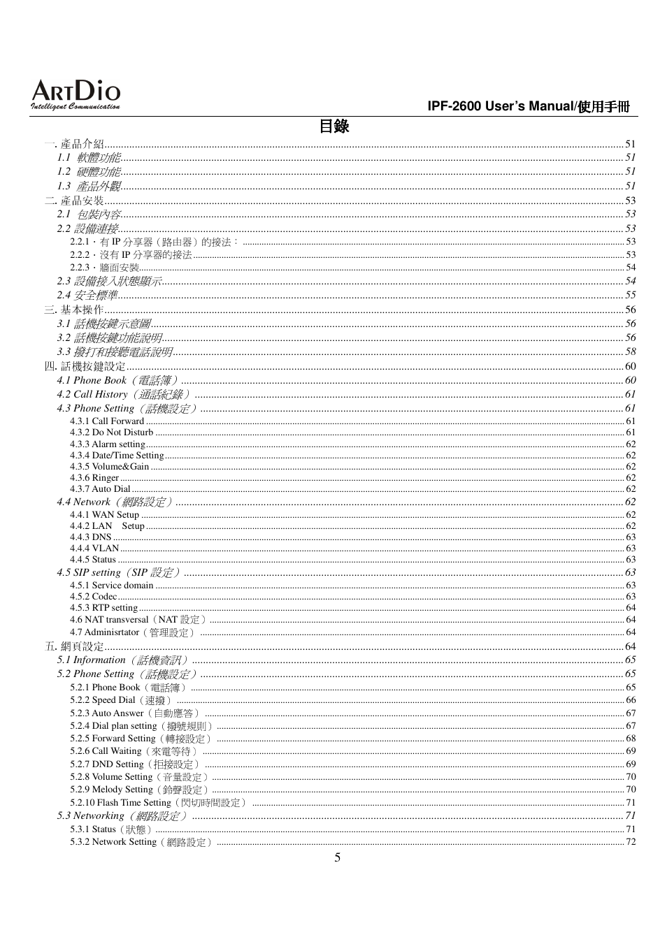 ArtDio IPF-2600 User Manual | Page 5 / 90