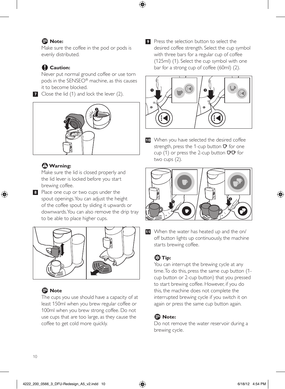 Philips SENSEO® Twist & Milk Kaffeepadmaschine User Manual | Page 10 / 123