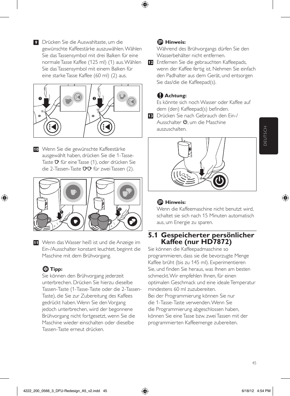 Philips SENSEO® Twist & Milk Kaffeepadmaschine User Manual | Page 45 / 123
