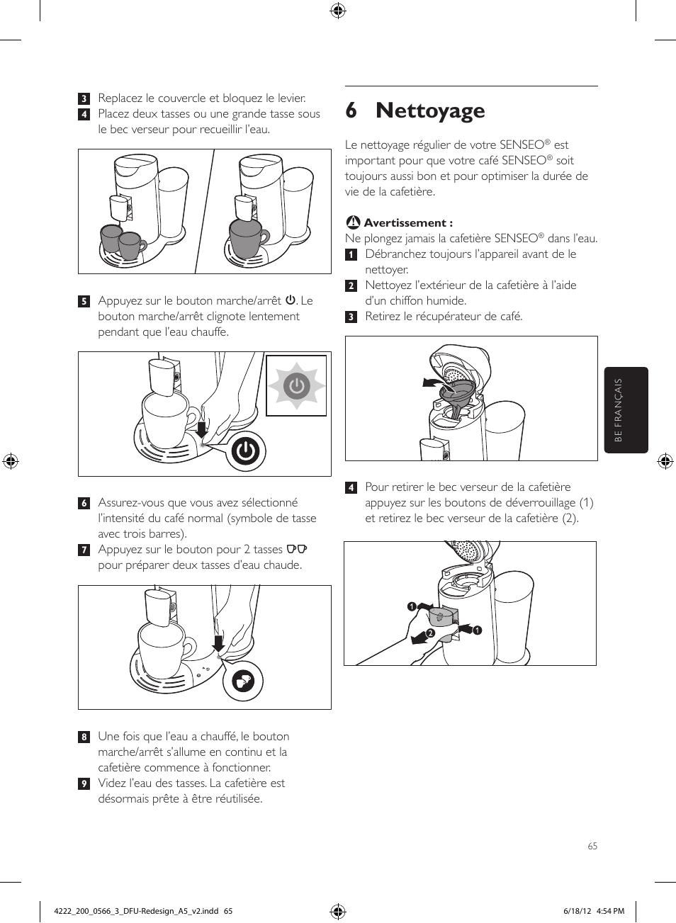 6 nettoyage | Philips SENSEO® Twist & Milk Kaffeepadmaschine User Manual | Page 65 / 123