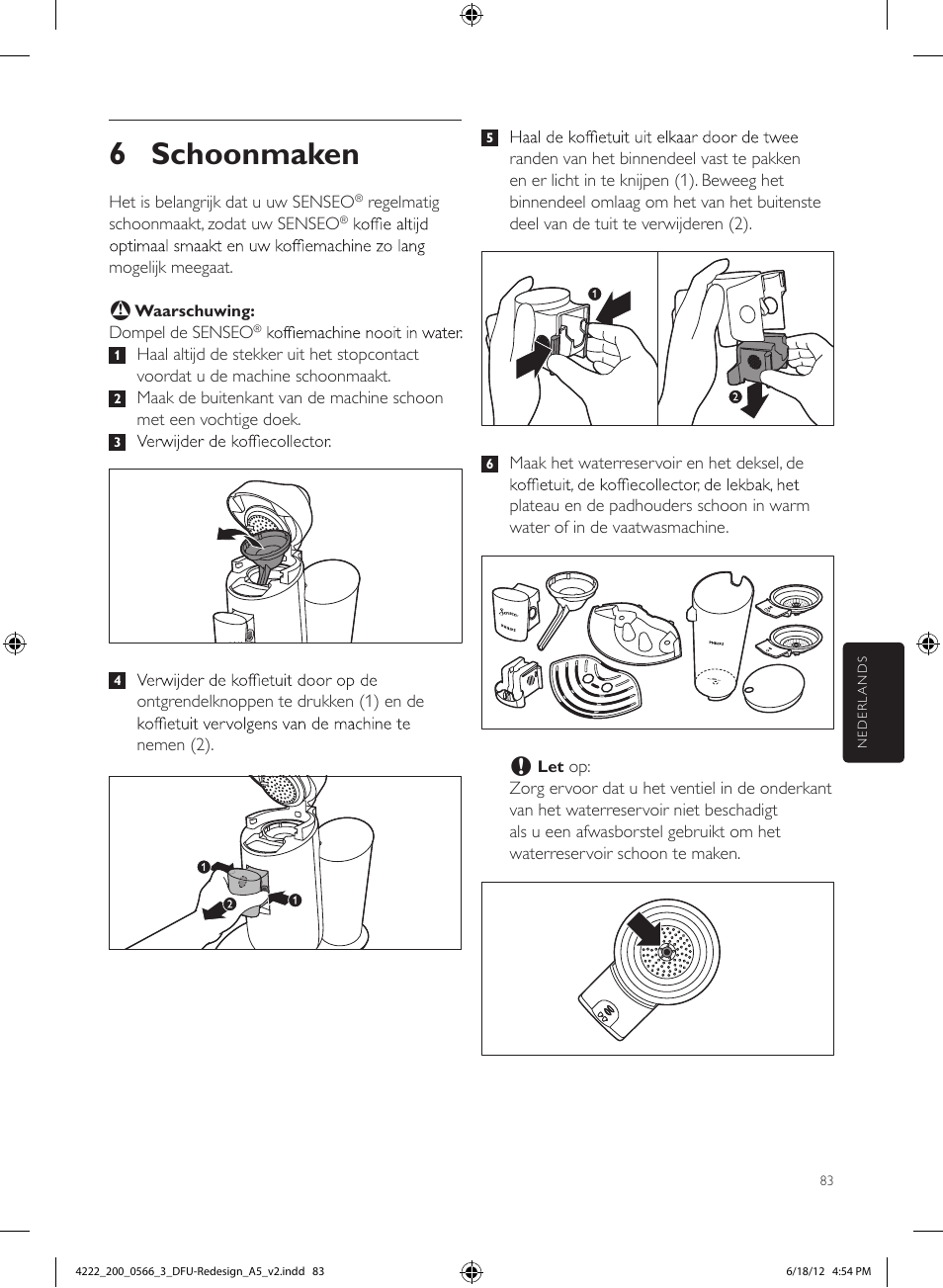 6 schoonmaken | Philips SENSEO® Twist & Milk Kaffeepadmaschine User Manual | Page 83 / 123