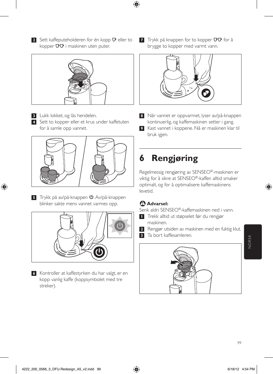 6 rengjøring | Philips SENSEO® Twist & Milk Kaffeepadmaschine User Manual | Page 99 / 123