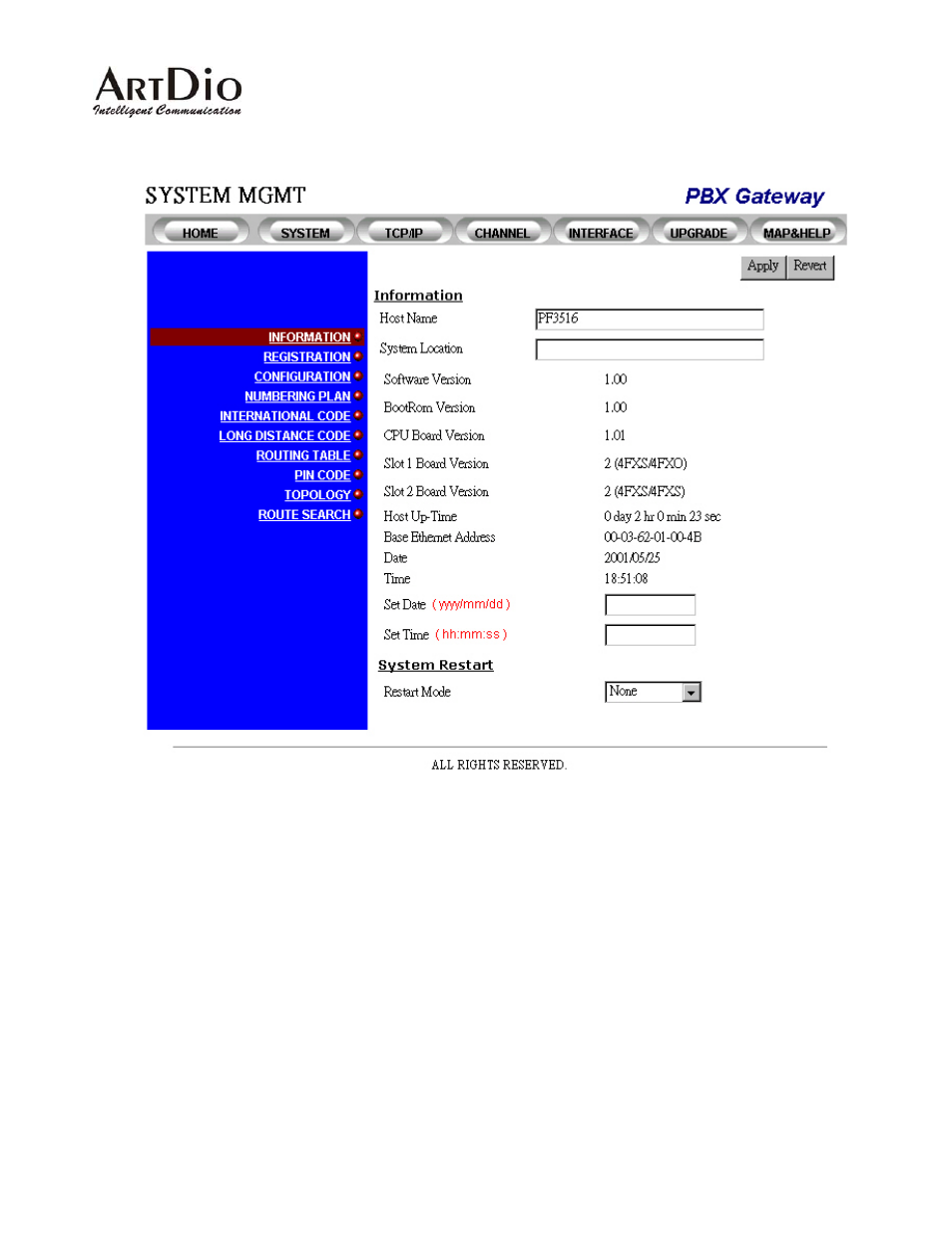 1 information-web management | ArtDio IPE 1000 User Manual | Page 36 / 91